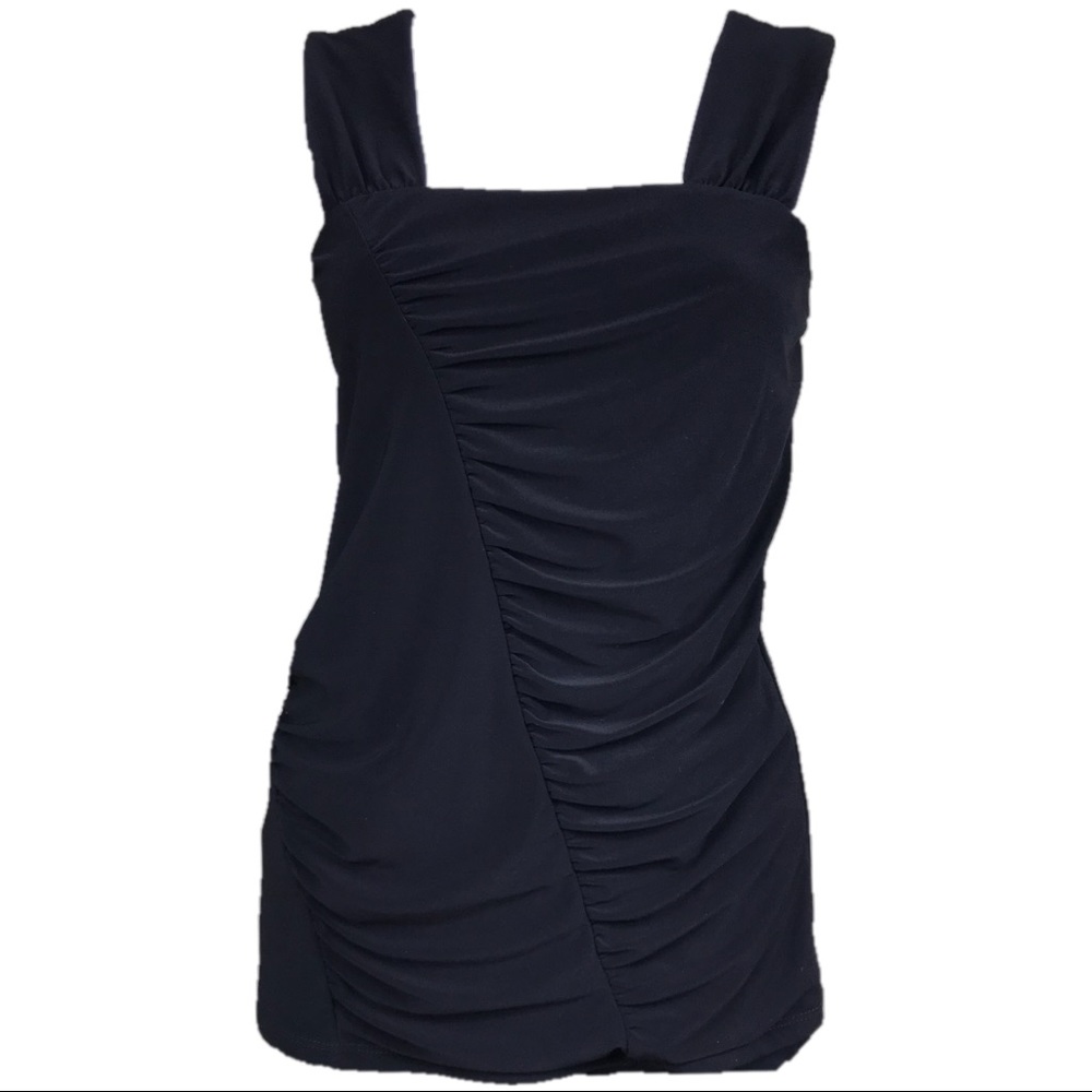 Carole Little- Black Tank Gathered Blouse (387)